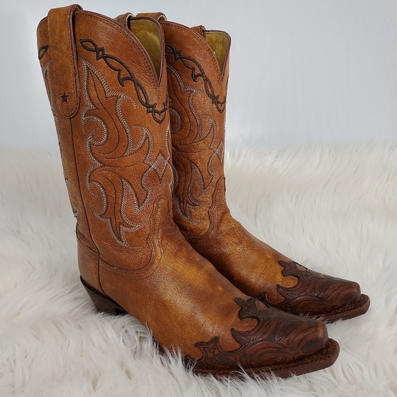 Dr. Martens Shoes - Tony Lama handcrafted leather cowboy boots, Woman's size 8B, brown